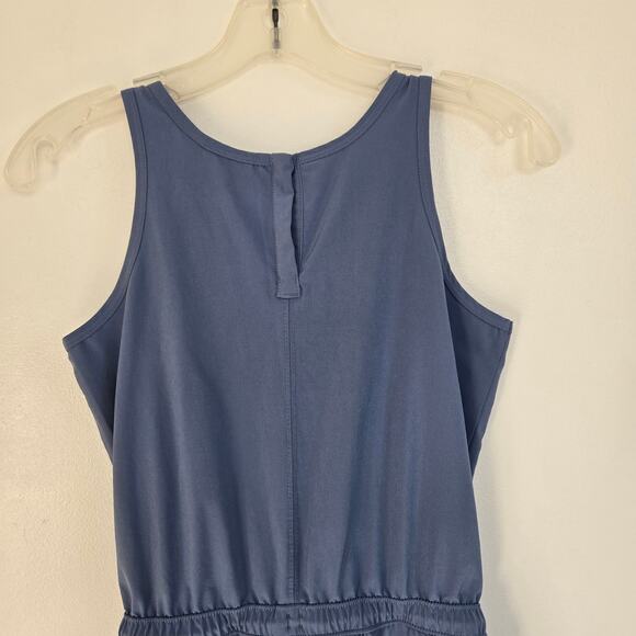 Athleta Girl On The Go Romper Swept Away Blue Snap Close Pockets Large 12 - Picture 7 of 11